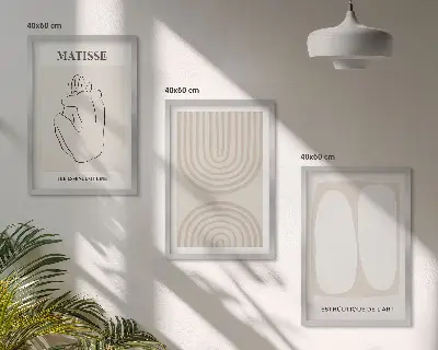 Set of 3 framed wall art pieces Stylish minimalist lines
