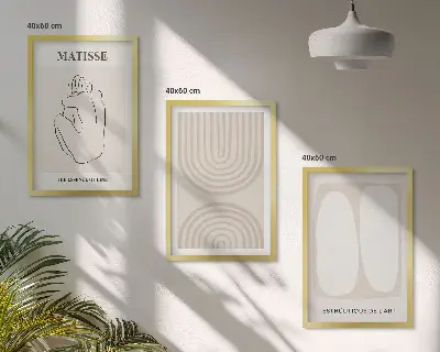 Set of 3 framed wall art pieces Stylish minimalist lines