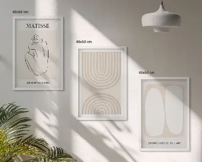 Set of 3 framed wall art pieces Stylish minimalist lines