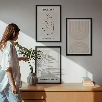 Set of 3 framed wall art pieces Stylish minimalist lines