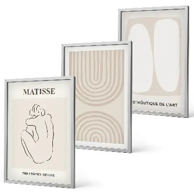 Set of 3 framed wall art pieces Stylish minimalist lines
