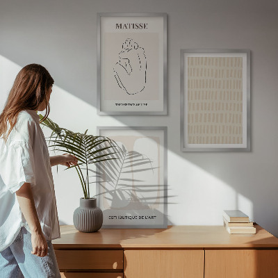 Wall art set Lines shapes beige white