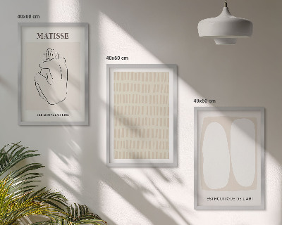 Wall art set Lines shapes beige white