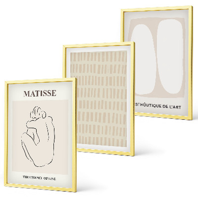 Wall art set Lines shapes beige white