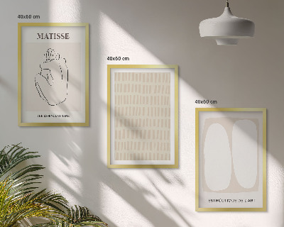 Wall art set Lines shapes beige white