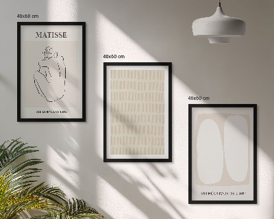 Wall art set Lines shapes beige white