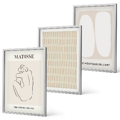 Wall art set Lines shapes beige white