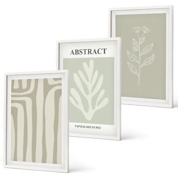 Three piece abstract plant pattern wall art three piece set