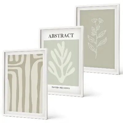 Three piece abstract plant pattern wall art three piece set