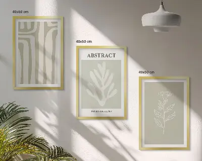 Three piece abstract plant pattern wall art three piece set