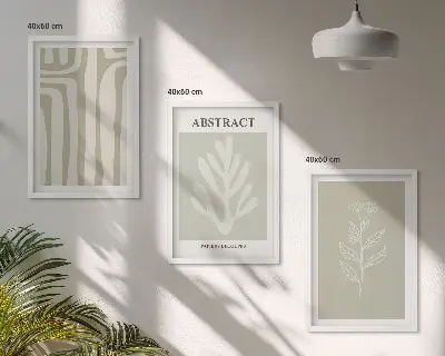 Three piece abstract plant pattern wall art three piece set