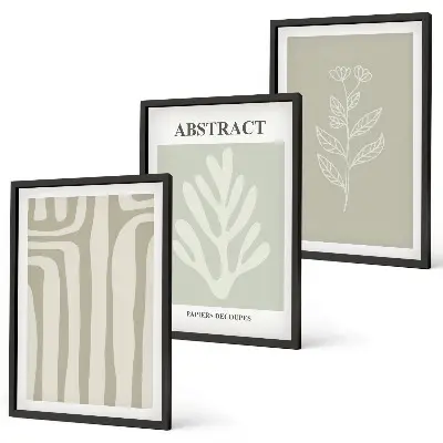 Three piece abstract plant pattern wall art three piece set