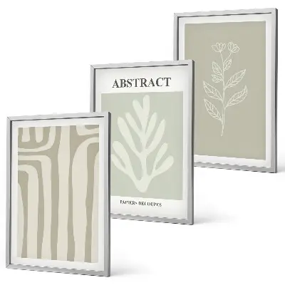 Three piece abstract plant pattern wall art three piece set
