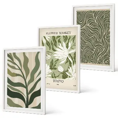 Boho botanical wall art set of 3 framed prints