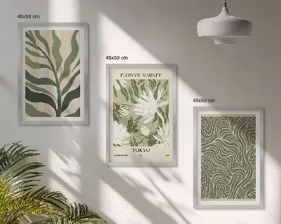 Boho botanical wall art set of 3 framed prints