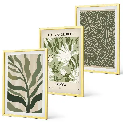 Boho botanical wall art set of 3 framed prints