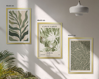 Set of 3 framed wall art pieces Plant patterns boho decorations