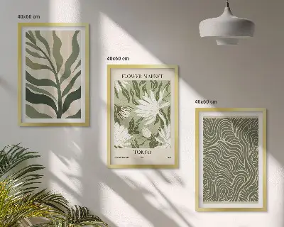 Boho botanical wall art set of 3 framed prints
