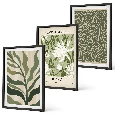 Boho botanical wall art set of 3 framed prints