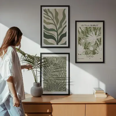 Boho botanical wall art set of 3 framed prints