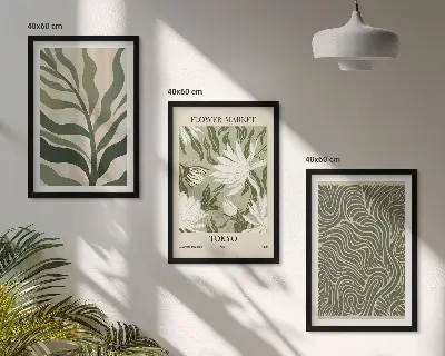 Boho botanical wall art set of 3 framed prints