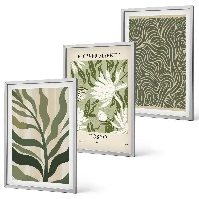 Boho botanical wall art set of 3 framed prints