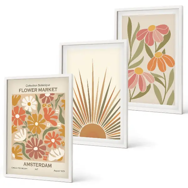 Pastel sunflowers wall art three-piece set