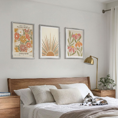 Three-piece wall art piece Pastel sun flowers