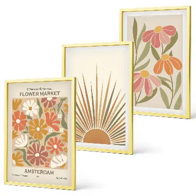 Pastel sunflowers wall art three-piece set
