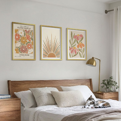 Three-piece wall art piece Pastel sun flowers