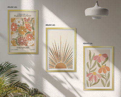 Three-piece wall art piece Pastel sun flowers