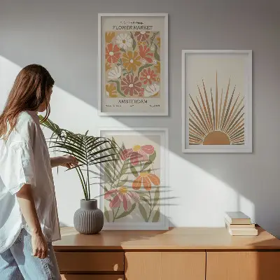 Pastel sunflowers wall art three-piece set