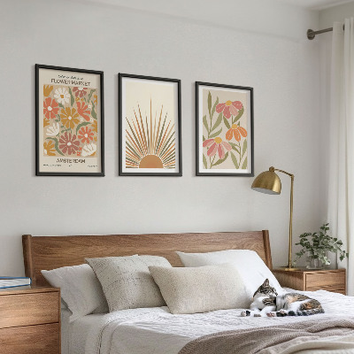 Three-piece wall art piece Pastel sun flowers