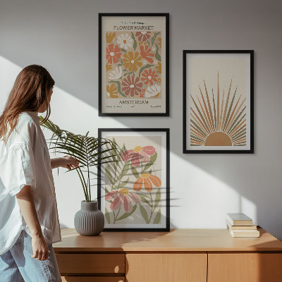 Three-piece wall art piece Pastel sun flowers