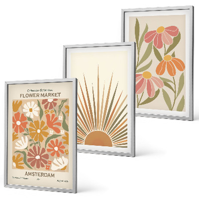 Three-piece wall art piece Pastel sun flowers