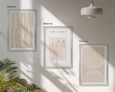 Abstract boho wall art set set of 3 framed pieces