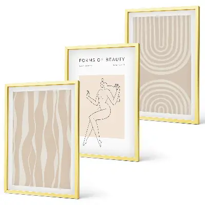 Set of 3 framed wall art pieces Abstract boho decorations