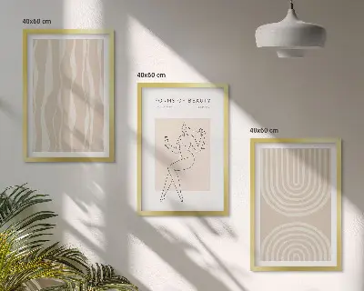 Abstract boho wall art set set of 3 framed pieces