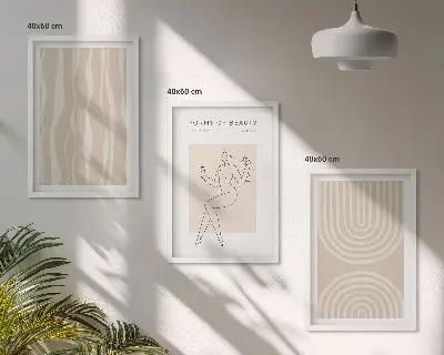 Abstract boho wall art set set of 3 framed pieces