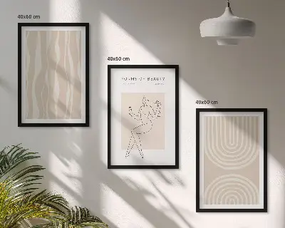 Set of 3 framed wall art pieces Abstract boho decorations