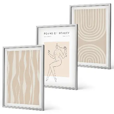 Abstract boho wall art set set of 3 framed pieces