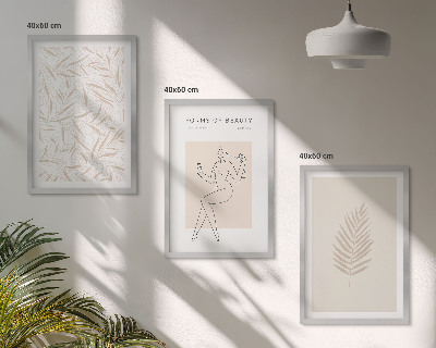 Three-piece wall art piece Minimalist botanical motifs