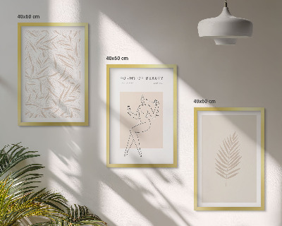 Three-piece wall art piece Minimalist botanical motifs