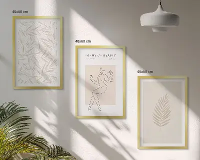 Three-piece botanical wall art set minimalist motif design