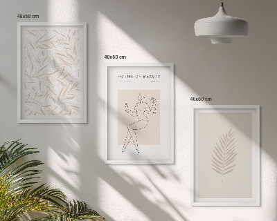 Three-piece wall art piece Minimalist botanical motifs