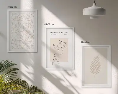 Three-piece botanical wall art set minimalist motif design
