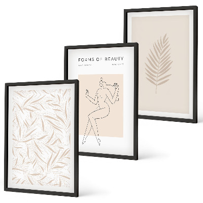 Three-piece wall art piece Minimalist botanical motifs