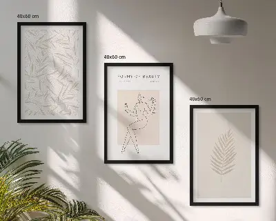 Three-piece botanical wall art set minimalist motif design