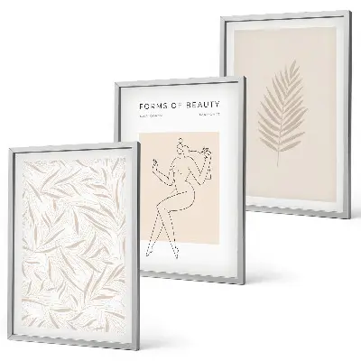 Three-piece botanical wall art set minimalist motif design