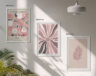 Three-piece wall art piece Floral leaf patterns and geometry
